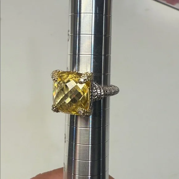 Judith Ripka Silver Ring with Yellow Gemstone - Picture 1 of 5